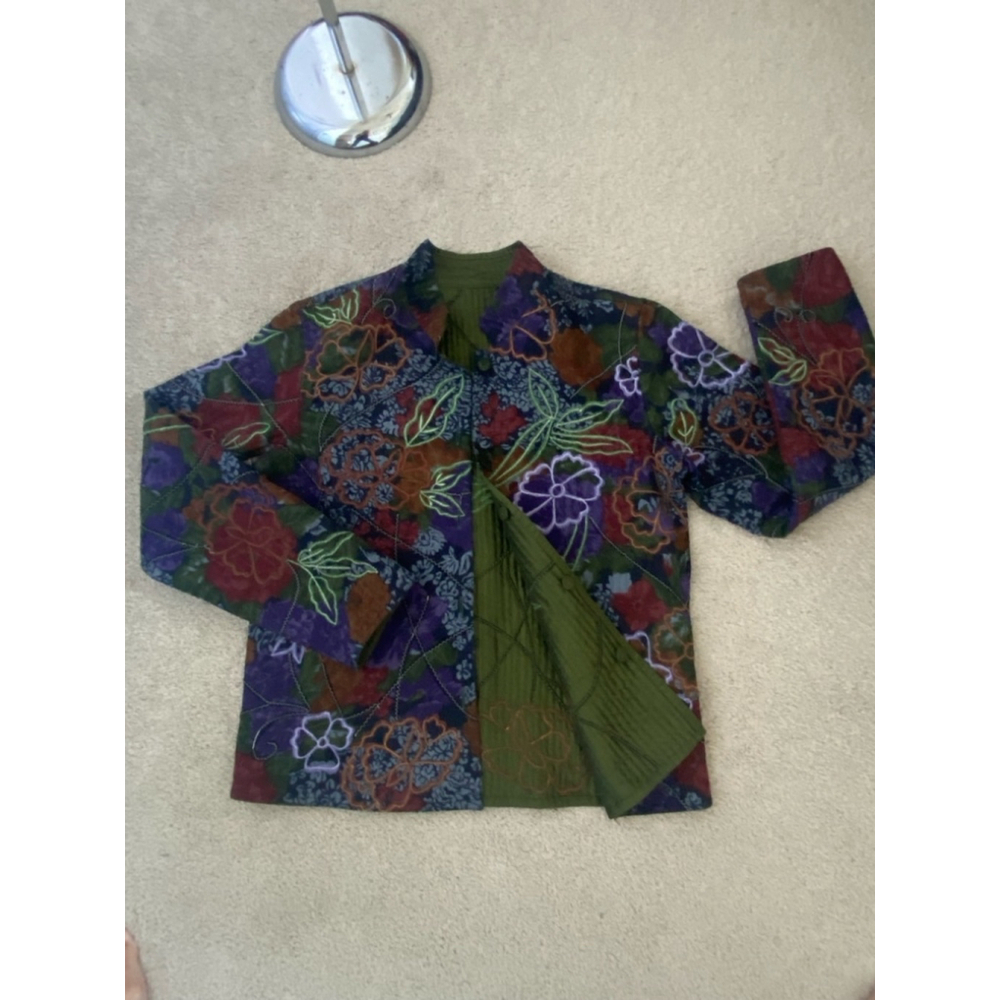 Rare reversible quilted embroidered jacket size M fall colors elegance/classic - Picture 3 of 12